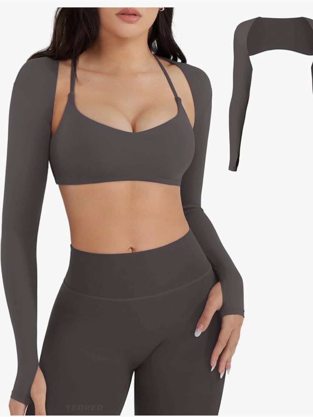 Seamless Long Sleeve Shrug Bolero - Charcoal